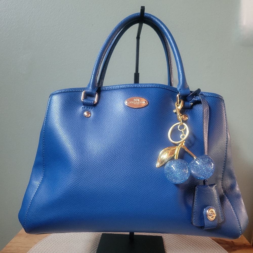 Coach Margot Carryall Royal Blue Pebbled Leather Satchel 2015 EUC